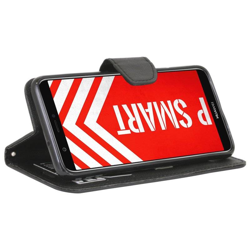 Huawei P Smart Handyhülle Tasche Flip Case Smartphone Schutzhülle Schwarz