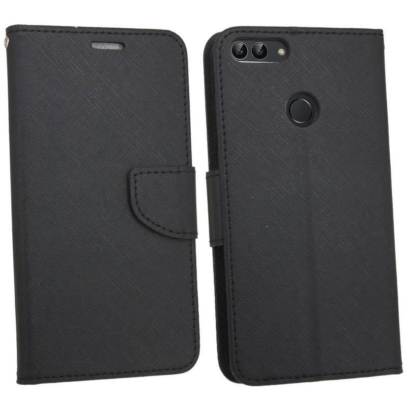 Huawei P Smart Handyhülle Tasche Flip Case Smartphone Schutzhülle Schwarz
