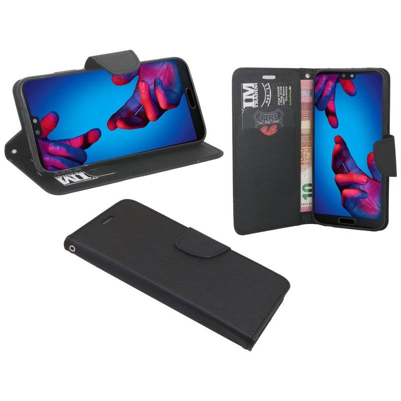 Huawei P20 Handyhülle Tasche Flip Case Smartphone Schutzhülle Schwarz