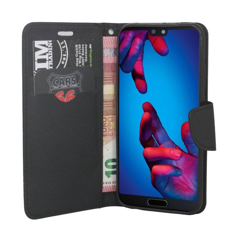Huawei P20 Handyhülle Tasche Flip Case Smartphone Schutzhülle Schwarz