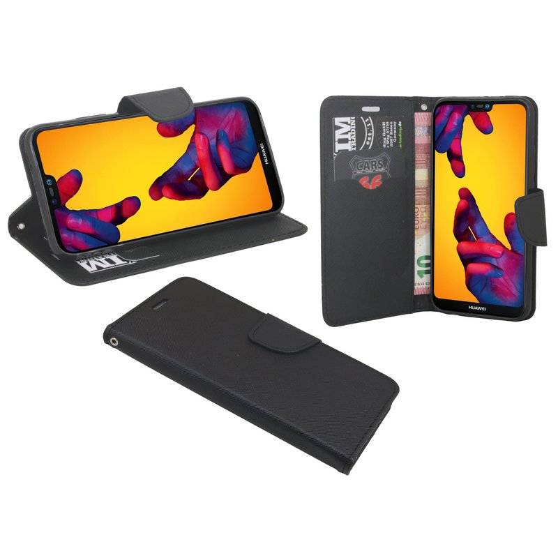 Huawei P20 Lite Handyhülle Tasche Flip Case Smartphone Schutzhülle Schwarz