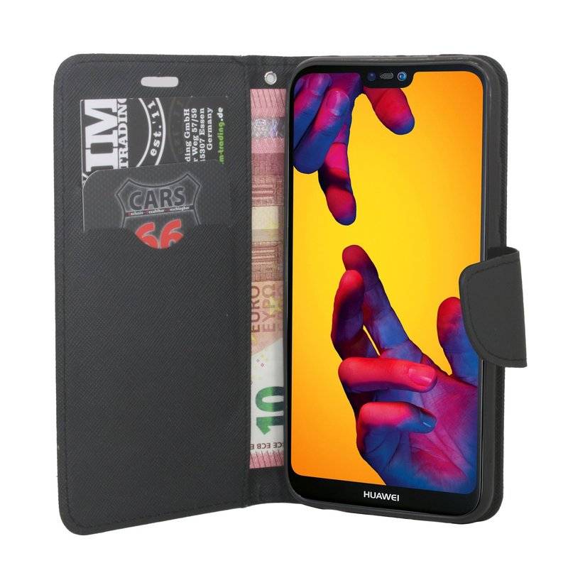 Huawei P20 Lite Handyhülle Tasche Flip Case Smartphone Schutzhülle Schwarz