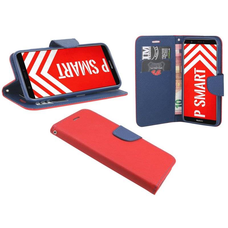 Huawei P Smart Handyhülle Tasche Flip Case Smartphone Schutzhülle Rot