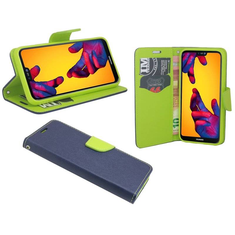 Huawei P20 Lite Handyhülle Tasche Flip Case Smartphone Schutzhülle Blau