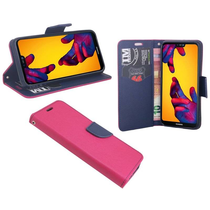 Huawei P20 Lite Handyhülle Tasche Flip Case Smartphone Schutzhülle Pink