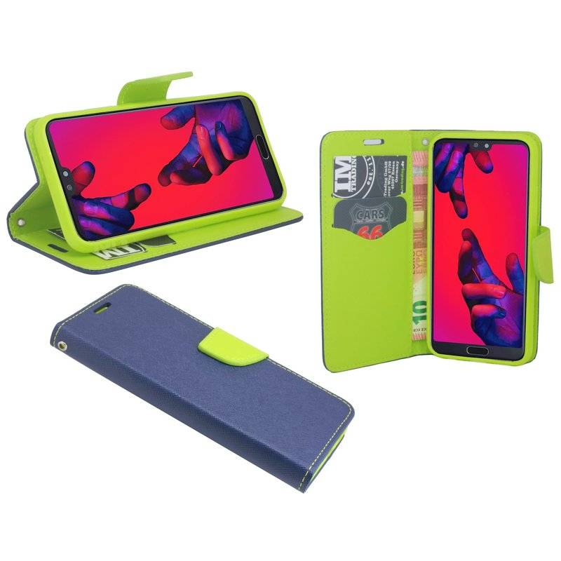 Huawei P20 Handyhülle Tasche Flip Case Smartphone Schutzhülle Blau