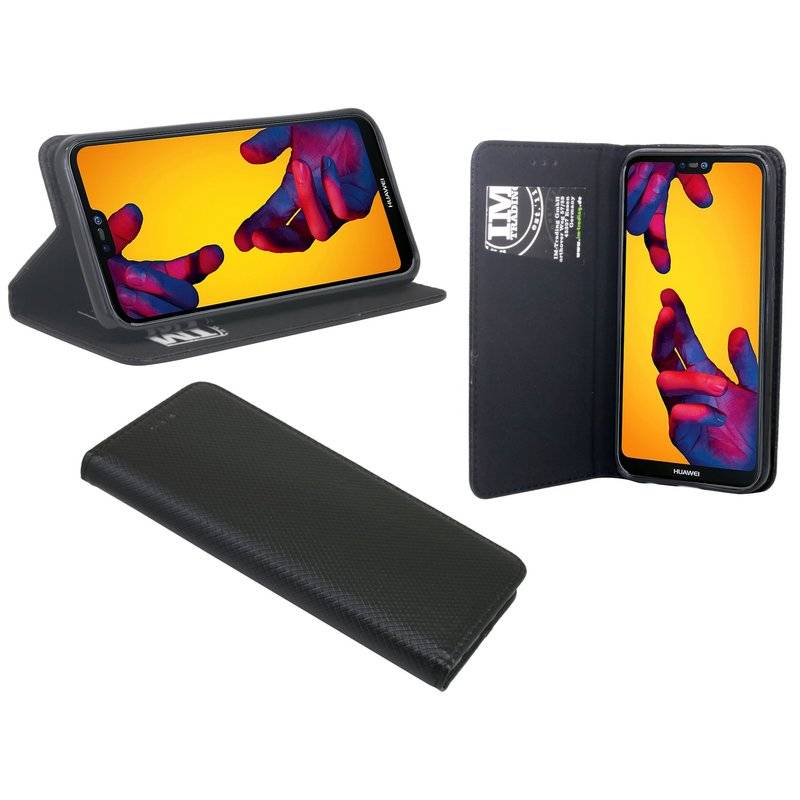 Huawei P20 Lite Handyhülle Tasche Flip Case Smartphone Schutzhülle Schwarz