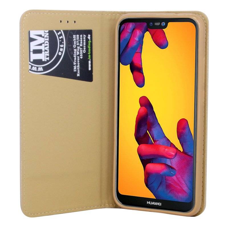 Huawei P20 Lite Handyhülle Tasche Flip Case Smartphone Schutzhülle Gold