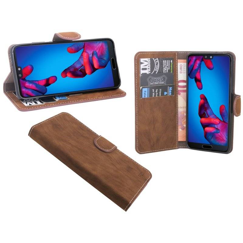 Huawei P20 Handyhülle Tasche Flip Case Smartphone Schutzhülle Braun