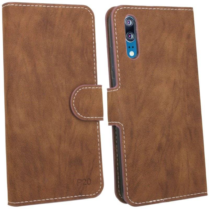 Huawei P20 Handyhülle Tasche Flip Case Smartphone Schutzhülle Braun