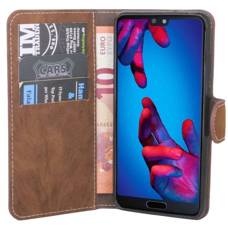 Huawei P20 Handyhülle Tasche Flip Case Smartphone Schutzhülle Braun