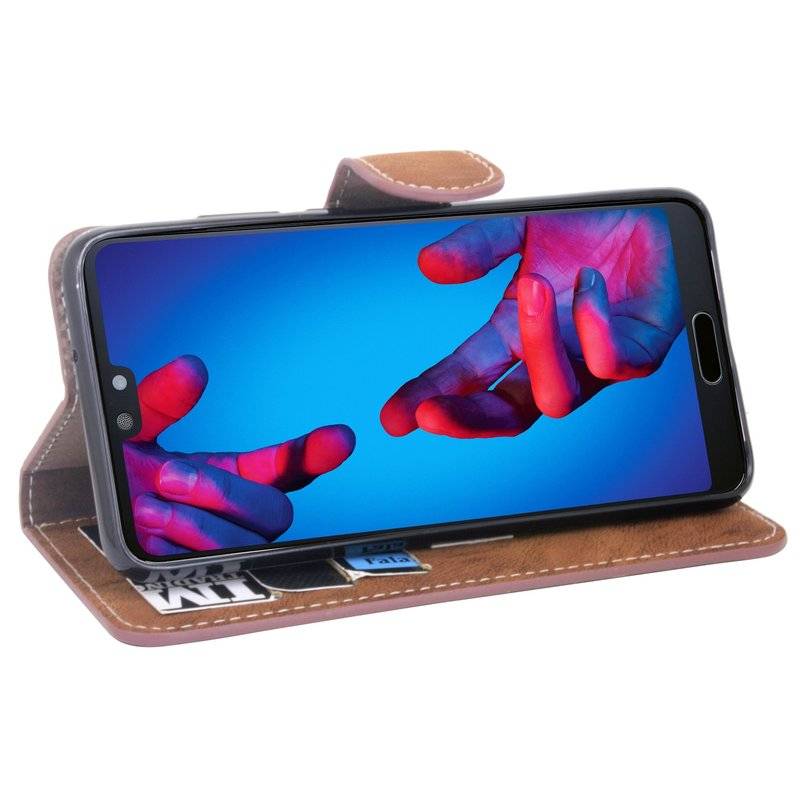 Huawei P20 Handyhülle Tasche Flip Case Smartphone Schutzhülle Braun
