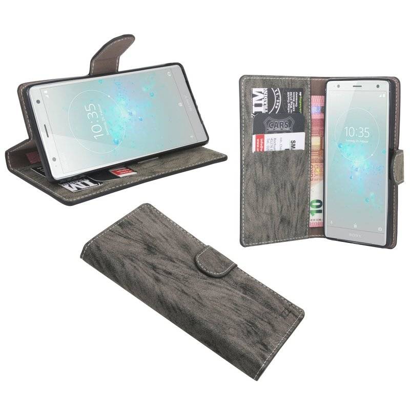 Sony Xperia XZ2 Handyhülle Tasche Flip Case Smartphone Schutzhülle Anthrazit