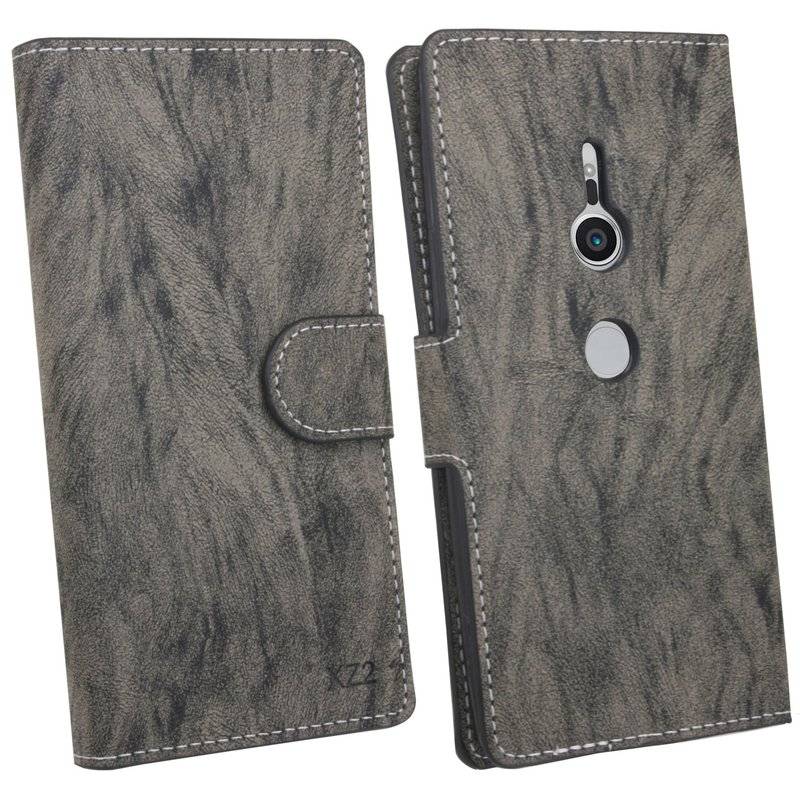Sony Xperia XZ2 Handyhülle Tasche Flip Case Smartphone Schutzhülle Anthrazit