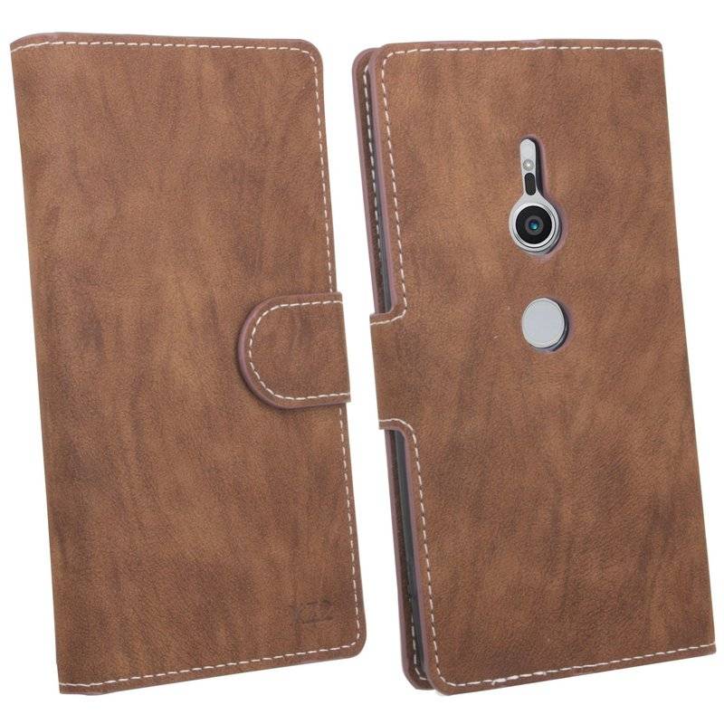 Sony Xperia XZ2 Handyhülle Tasche Flip Case Smartphone Schutzhülle Braun