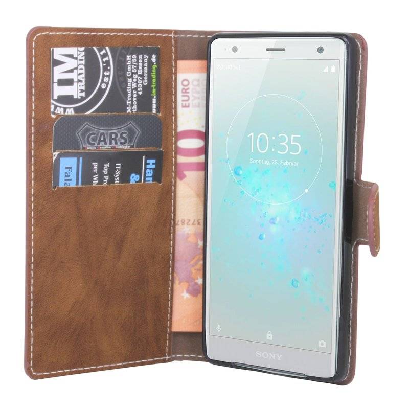 Sony Xperia XZ2 Handyhülle Tasche Flip Case Smartphone Schutzhülle Braun