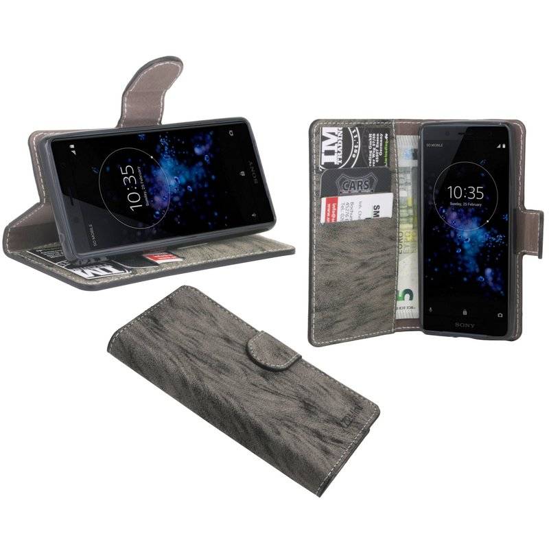 Sony Xperia XZ2 Compact Handyhülle Tasche Flip Case Smartphone Schutzhülle Anthrazit