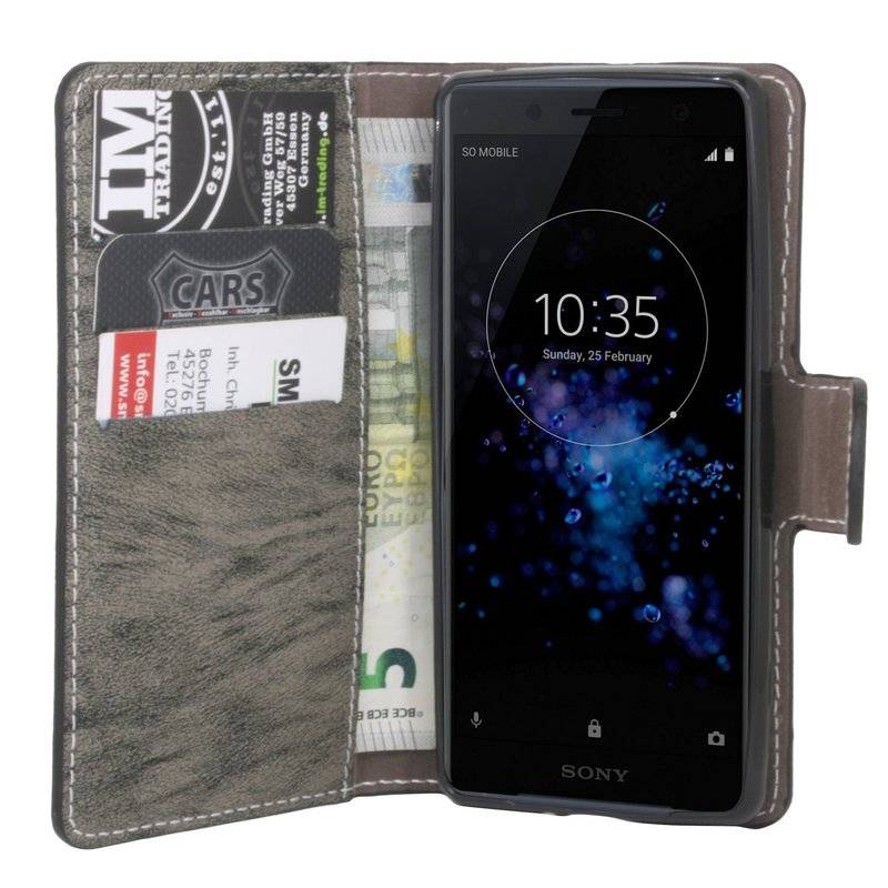 Sony Xperia XZ2 Compact Handyhülle Tasche Flip Case Smartphone Schutzhülle Anthrazit