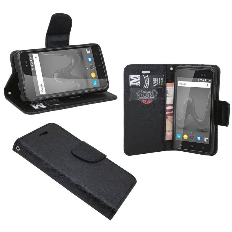 Wiko Sunny 2 Plus Handyhülle Tasche Flip Case Smartphone Schutzhülle Schwarz