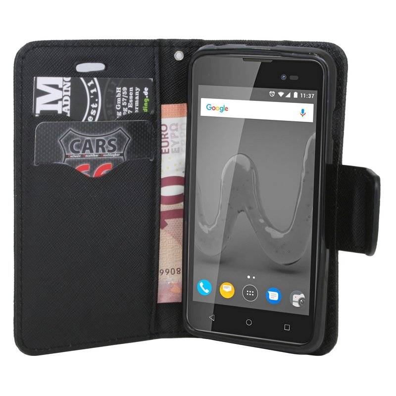 Wiko Sunny 2 Plus Handyhülle Tasche Flip Case Smartphone Schutzhülle Schwarz