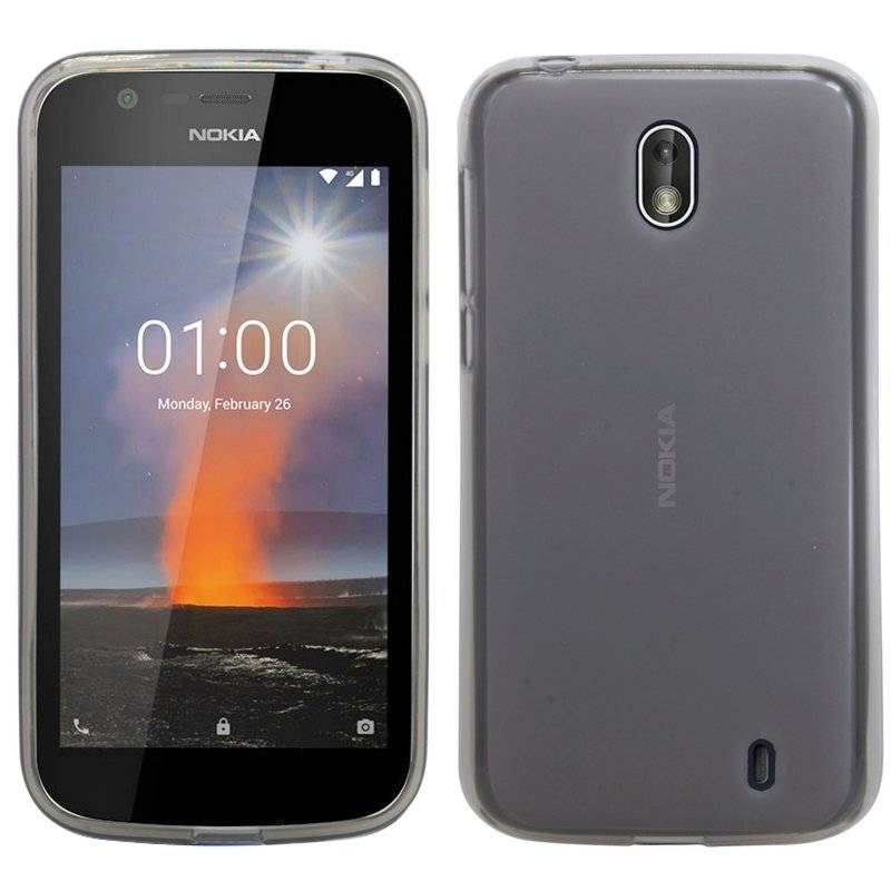 Nokia 1 Handy Silikon Schutzhülle Cover Case Grau