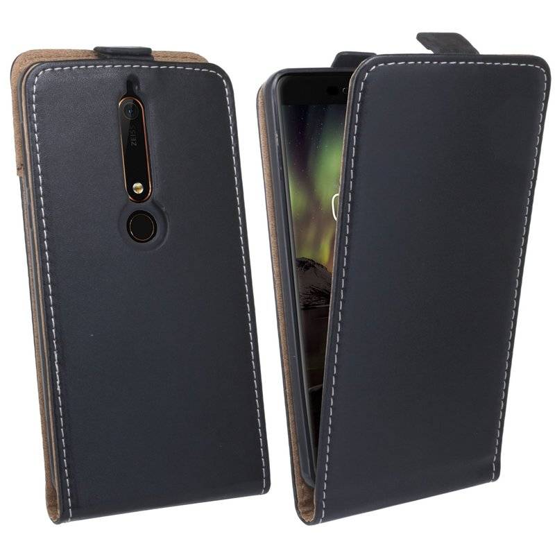Nokia 6.1 2018 Handyhülle Tasche Flip Case Smartphone Schutzhülle Schwarz