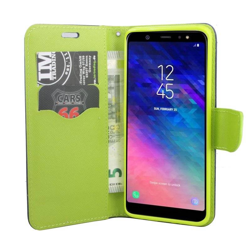 Samsung Galaxy A6 Plus Handyhülle Tasche Flip Case Schutzhülle Blau