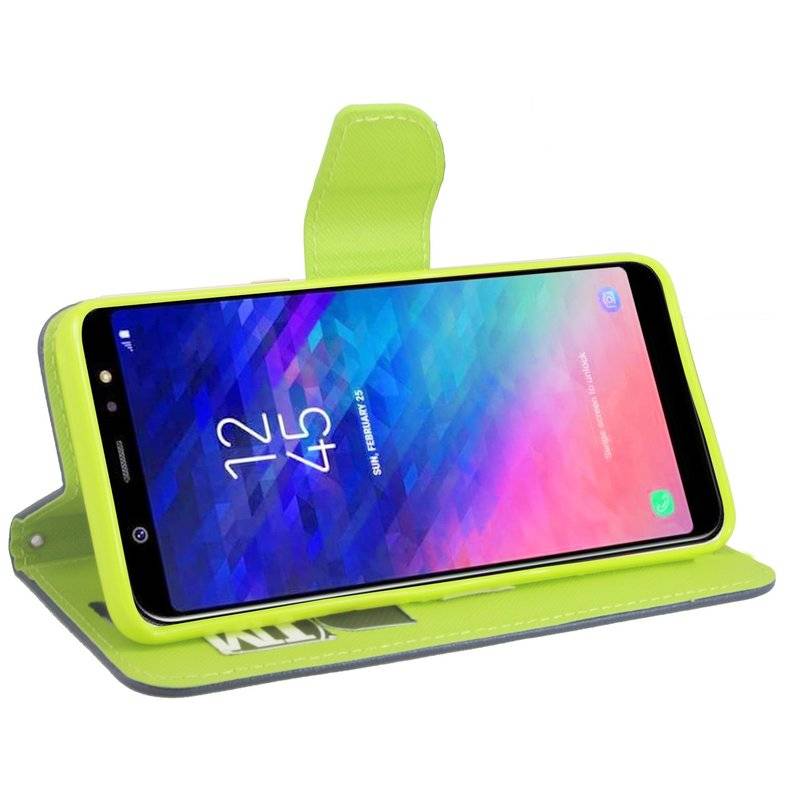 Samsung Galaxy A6 Plus Handyhülle Tasche Flip Case Schutzhülle Blau