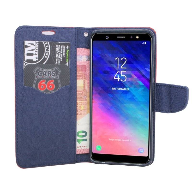 Samsung Galaxy A6 Handyhülle Tasche Flip Case Smartphone Schutzhülle Rot