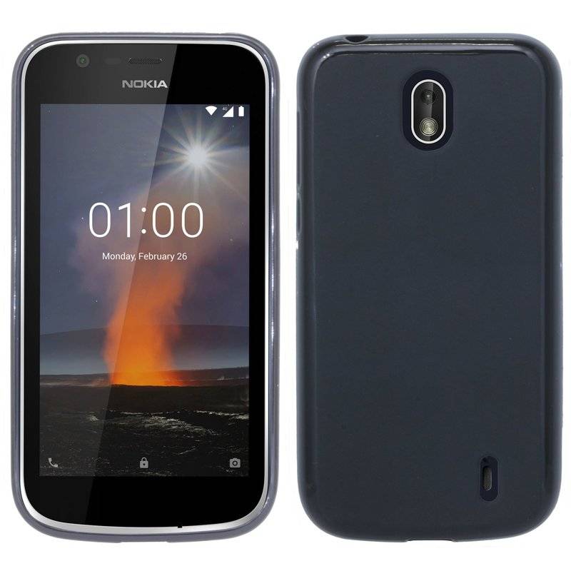 Nokia 1 Handy Silikon Schutzhülle Cover Case Schwarz