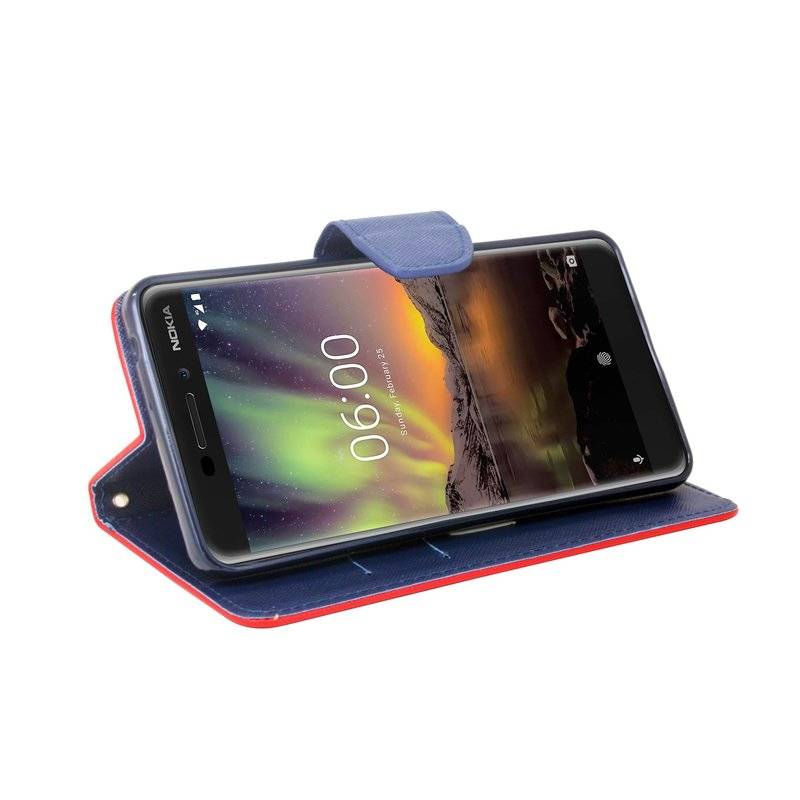 Nokia 6.1 2018 Handyhülle Tasche Flip Case Smartphone Schutzhülle Rot