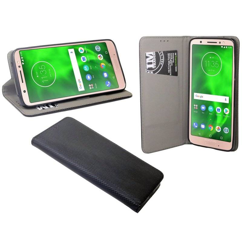 Motorola Moto G6 Handyhülle Tasche Flip Case Smartphone Schutzhülle Schwarz