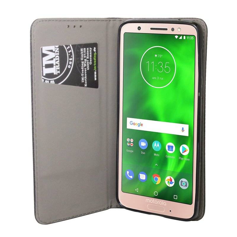 Motorola Moto G6 Handyhülle Tasche Flip Case Smartphone Schutzhülle Schwarz