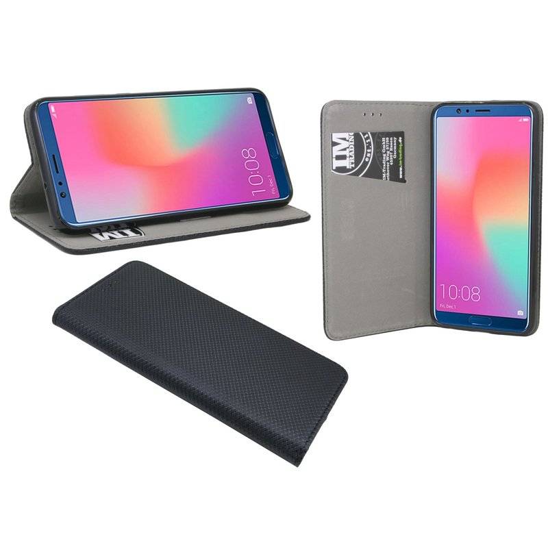 Honor View 10 Handyhülle Tasche Flip Case Smartphone Schutzhülle Schwarz