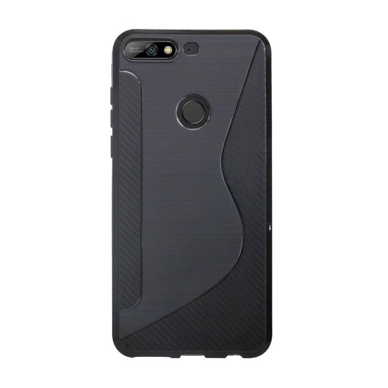 Huawei Y7 2018 Handy Silikon Schutzhülle Cover Case Schwarz
