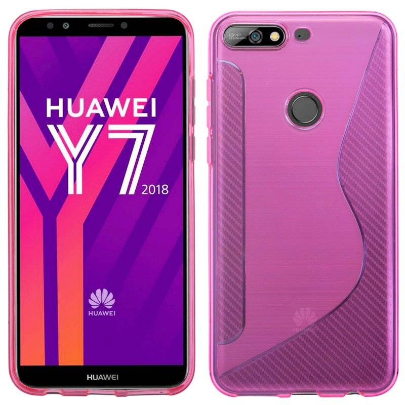 Huawei Y7 2018 Handy Silikon Schutzhülle Cover Case Pink