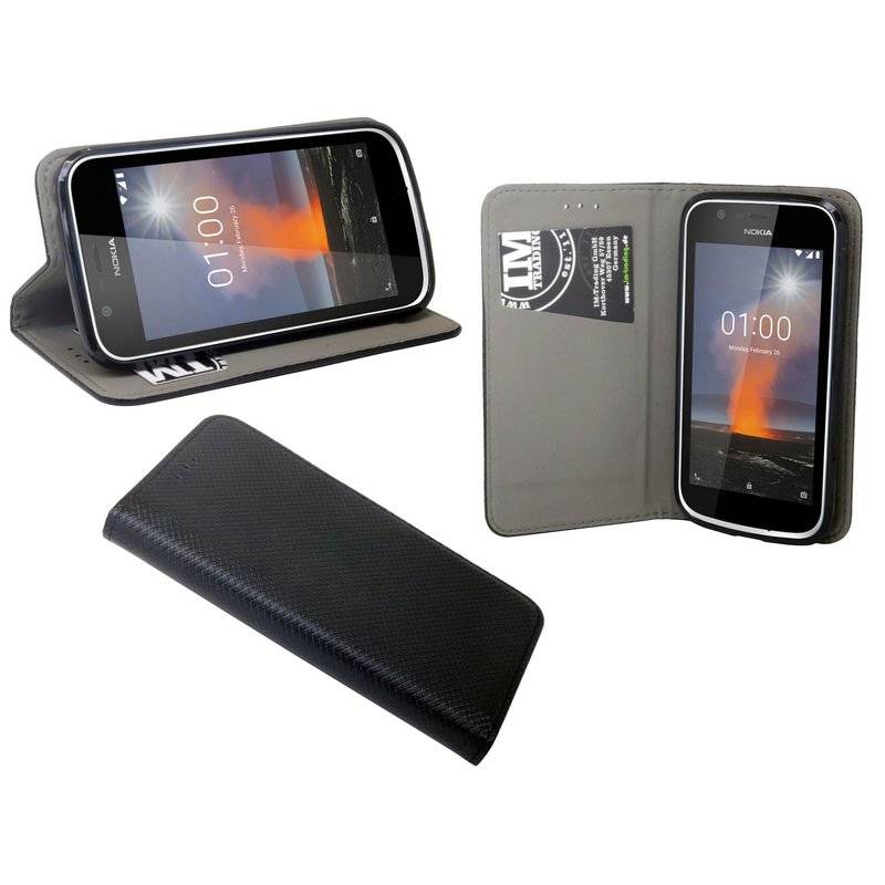 Nokia 1 Handyhülle Tasche Flip Case Smartphone Schutzhülle Schwarz