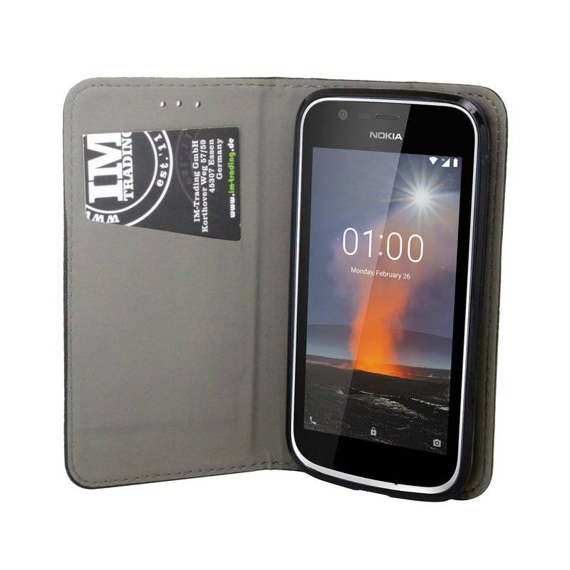 Nokia 1 Handyhülle Tasche Flip Case Smartphone Schutzhülle Schwarz