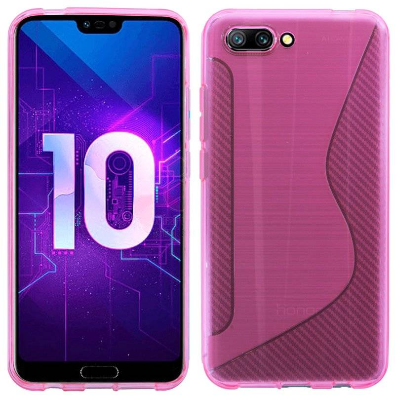 Honor 10 Handy Silikon Schutzhülle Cover Case Schwarz Pink