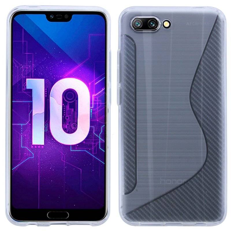 Honor 10 Handy Silikon Schutzhülle Cover Case Schwarz Transparent