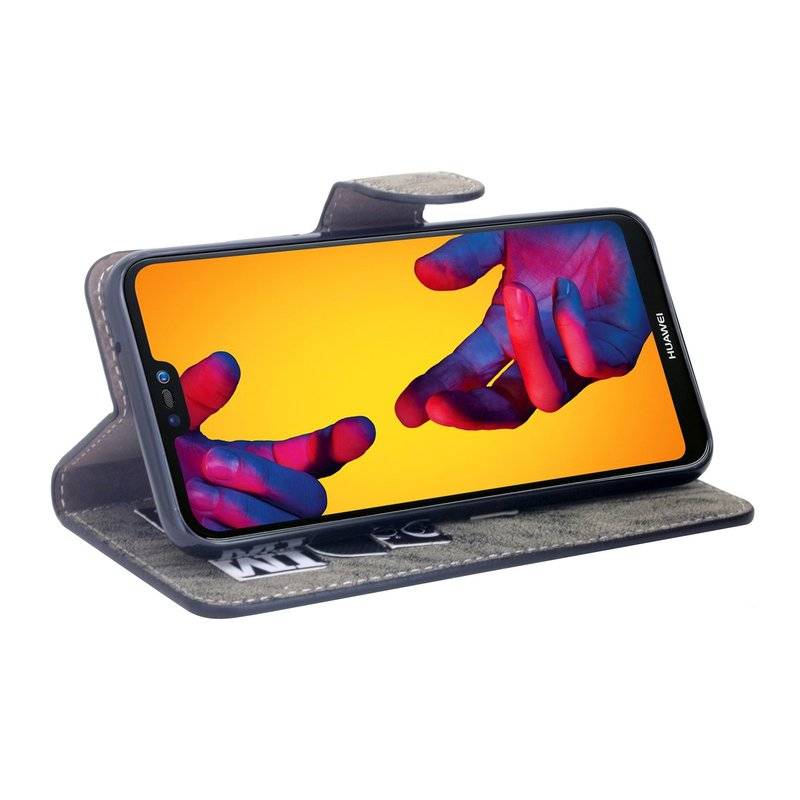 Huawei P20 Lite Handyhülle Tasche Flip Case Smartphone Schutzhülle Anthrazit