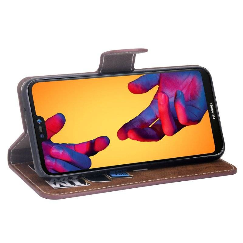 Huawei P20 Lite Handyhülle Tasche Flip Case Smartphone Schutzhülle Braun