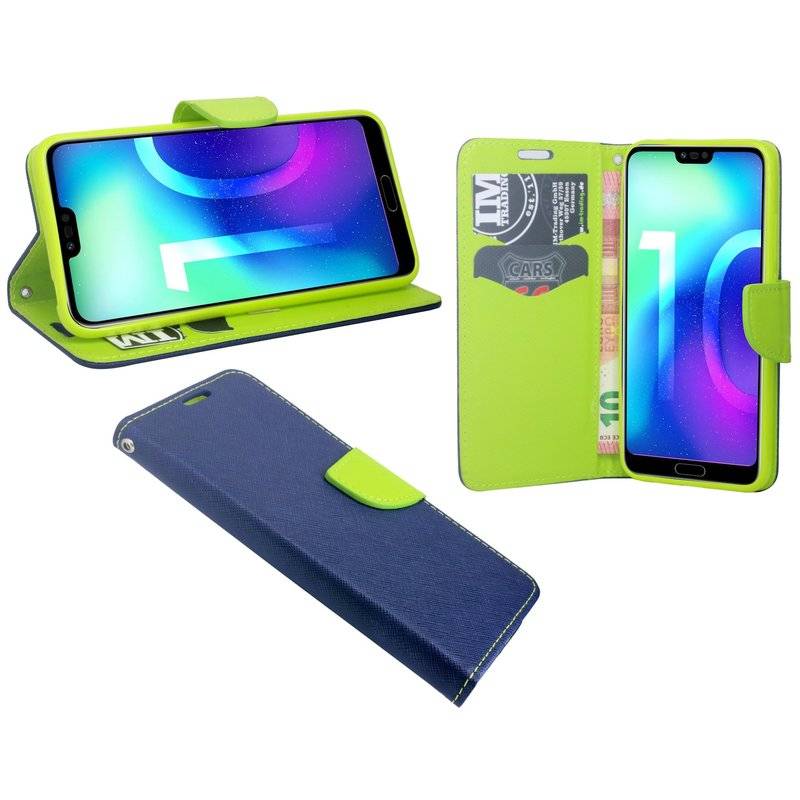 Honor 10 Handyhülle Tasche Flip Case Smartphone Schutzhülle Blau-Grün