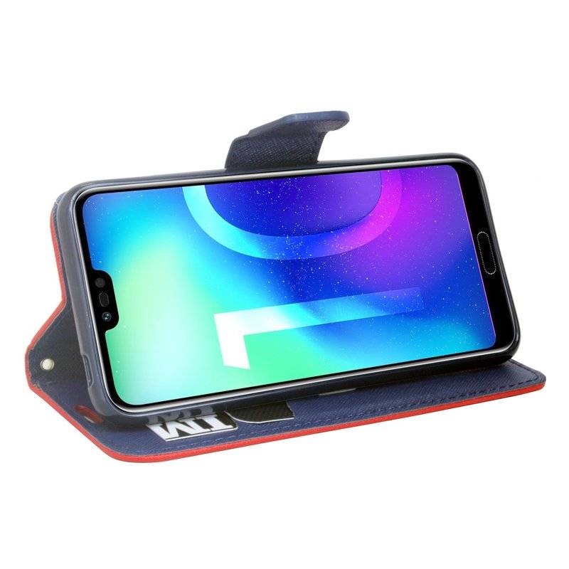 Honor 10 Handyhülle Tasche Flip Case Smartphone Schutzhülle Rot-Blau