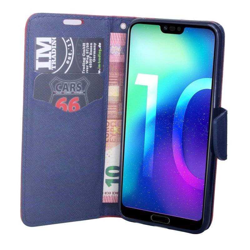 Honor 10 Handyhülle Tasche Flip Case Smartphone Schutzhülle Rot-Blau