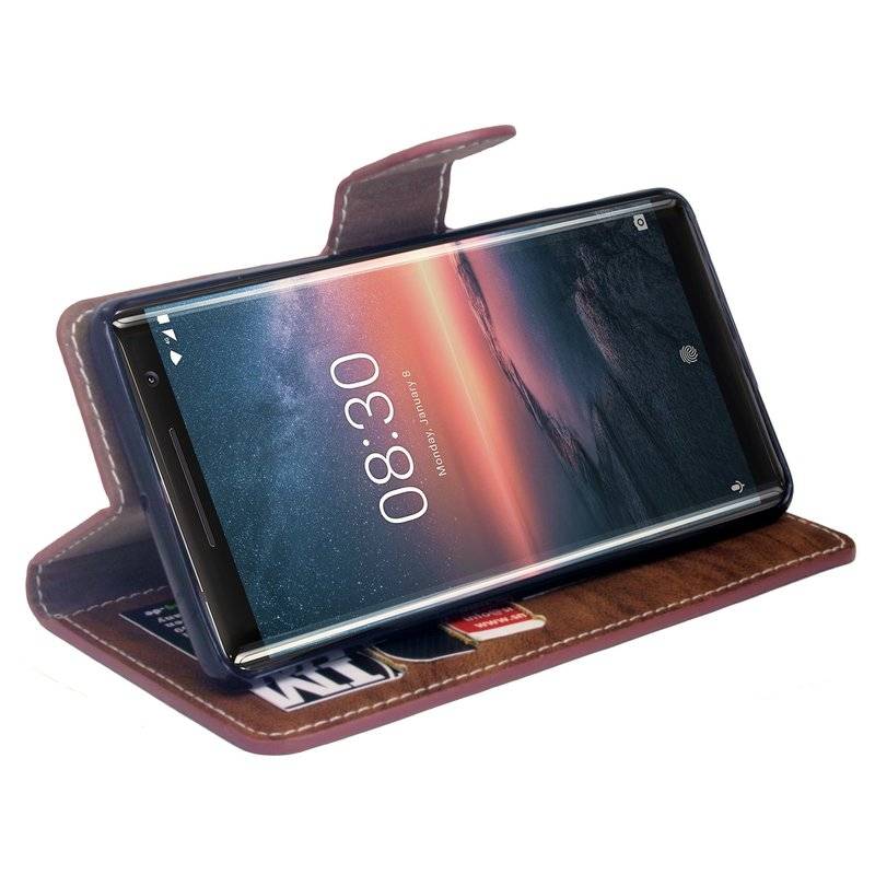 Nokia 8 Sirocco Handyhülle Tasche Flip Case Smartphone Schutzhülle Braun