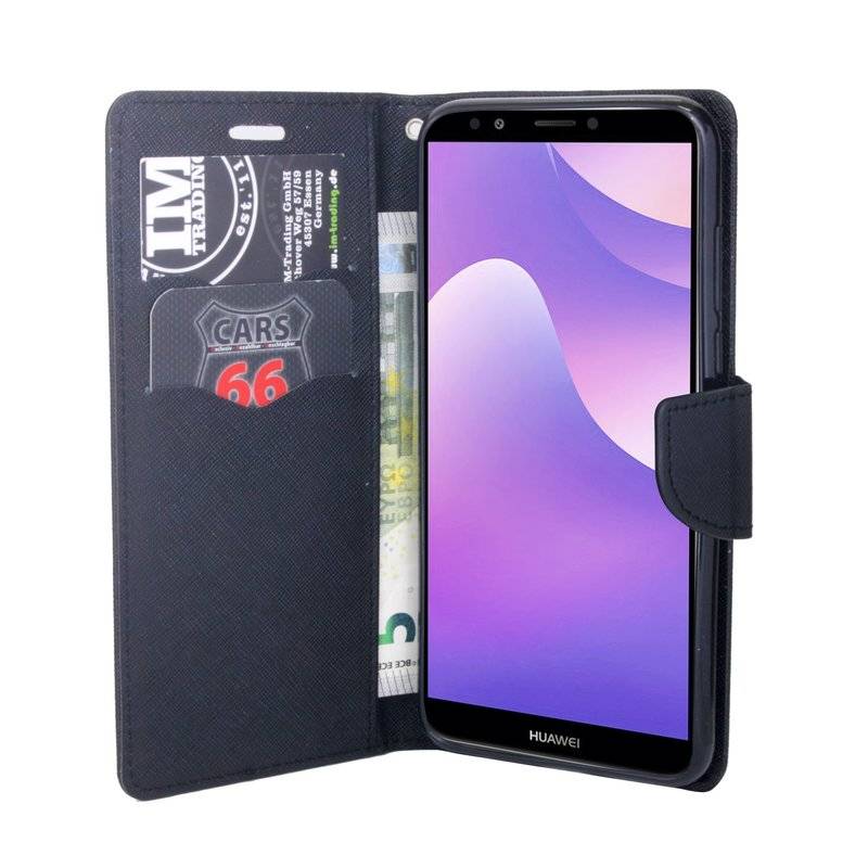 Honor 7C Handyhülle Tasche Flip Case Smartphone Schutzhülle Schwarz