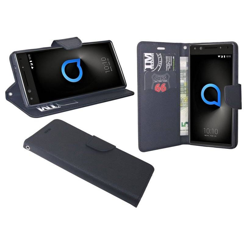 Alcatel 5 Handyhülle Tasche Flip Case Smartphone Schutzhülle Schwarz