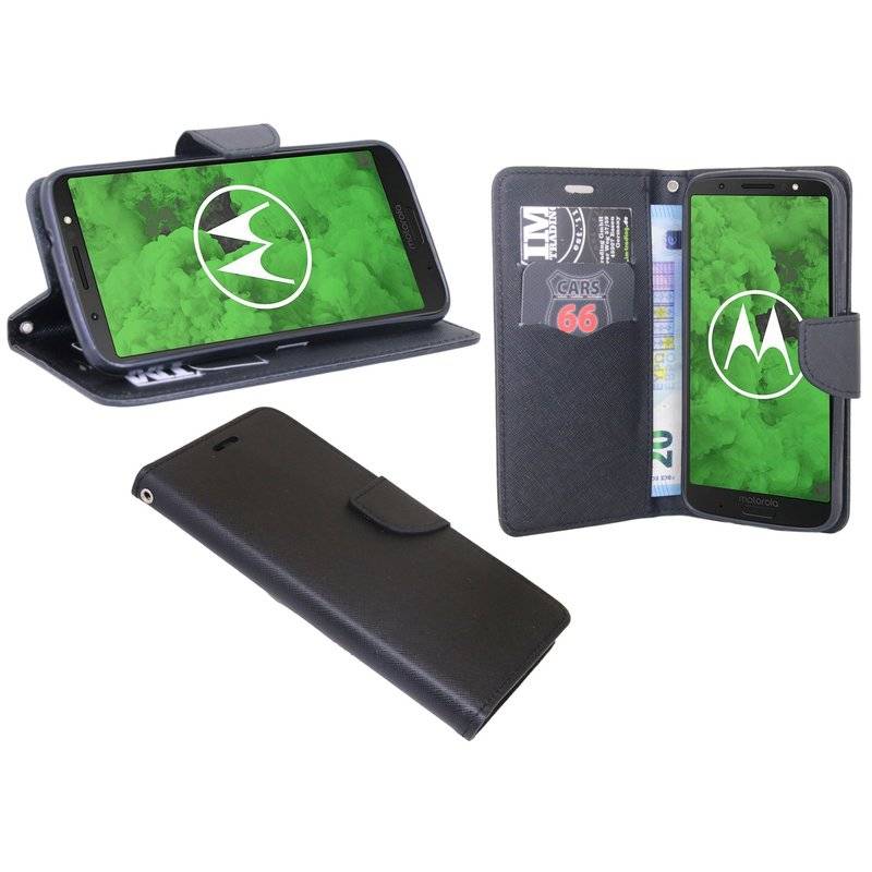 Motorola Moto G6 Handyhülle Tasche Flip Case Smartphone Schutzhülle Schwarz