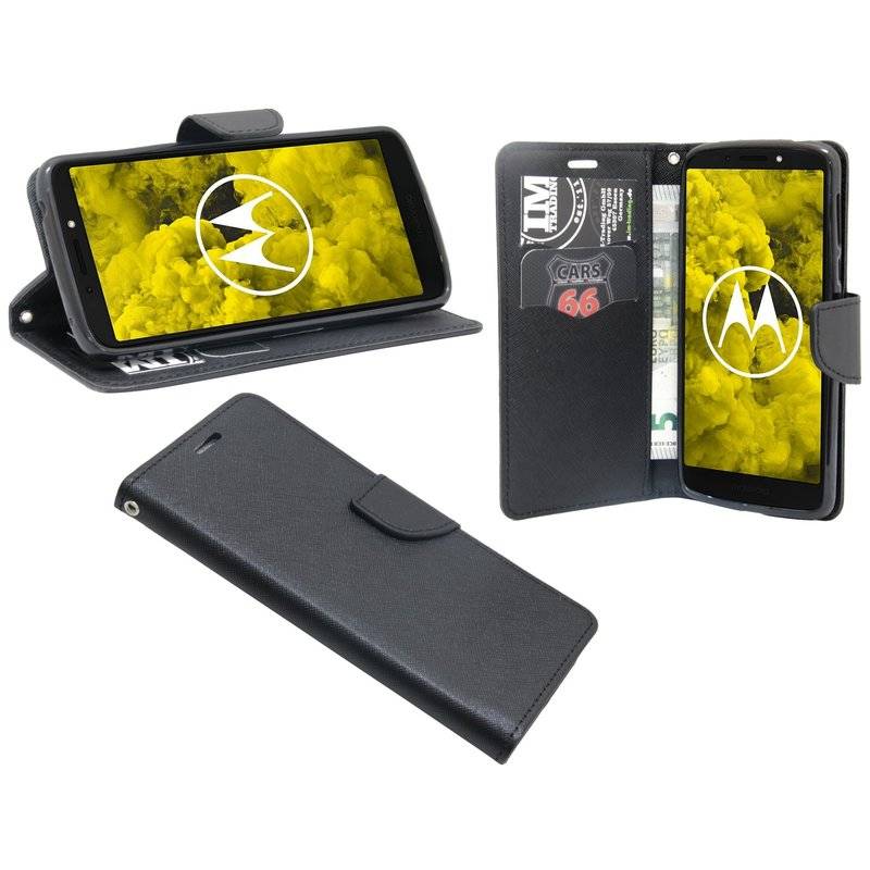 Motorola Moto G6 Play Handyhülle Tasche Flip Case Smartphone Schutzhülle Schwarz